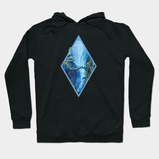 The Fellowship Departs - Digital Art - Diamond Frame - Black - Fantasy Hoodie by Fenay-Designs